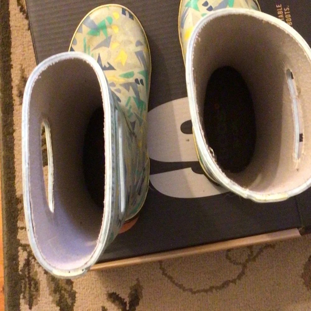 Kids Waterproof Patterned Rain Boots - Blue/Yellow/Green